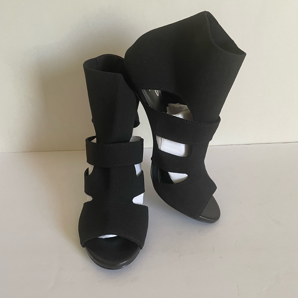 Mix No. 6 Black Stiletto Heels with Cage Design